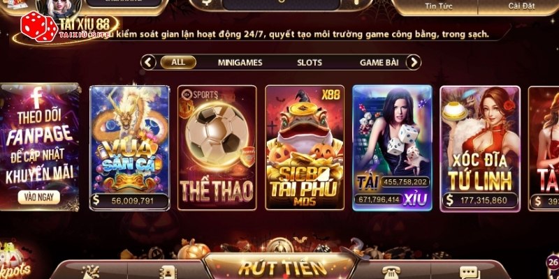 Giao diện của cổng game ZOWIN Tài Xỉu